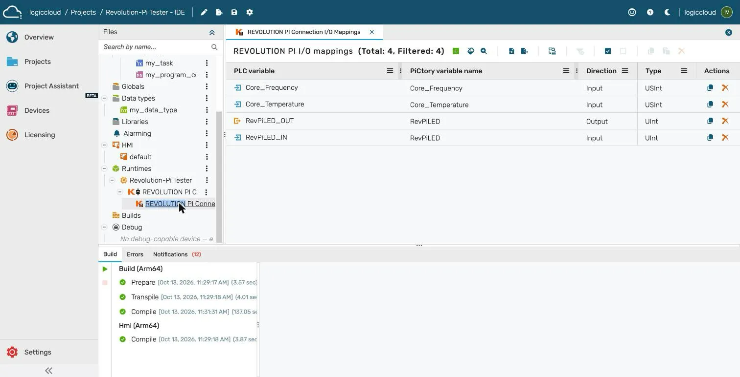 RevPi I/O mappings toolbar