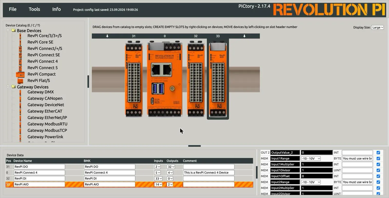 AIO input range in the Value Editor