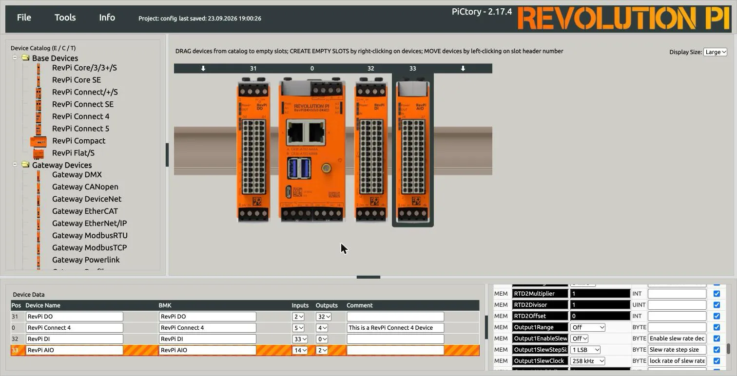 AIO output range in the Value Editor