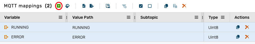 MQTT mappings add button