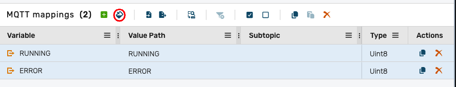 MQTT mappings fill button